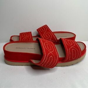 Donald J Pliner Sandals Cait Red Slide Wedge Mule Shoes Womens Size 7.5